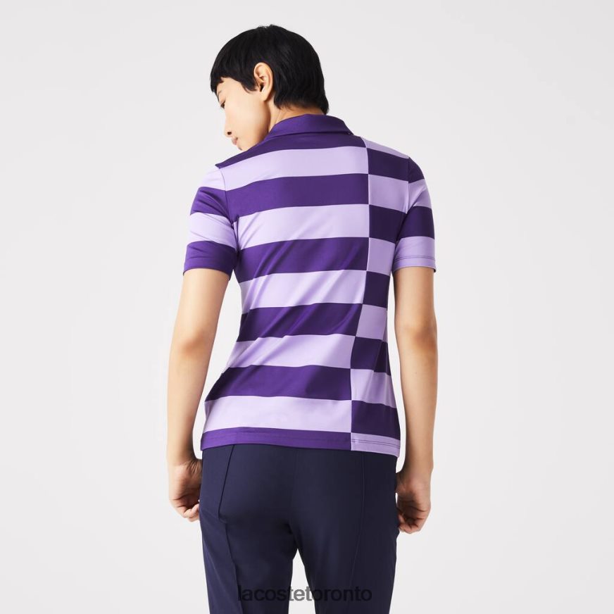 Clothing Lacoste SPORT Striped Jersey Golf Sweater Purple Women Z60BPR2490