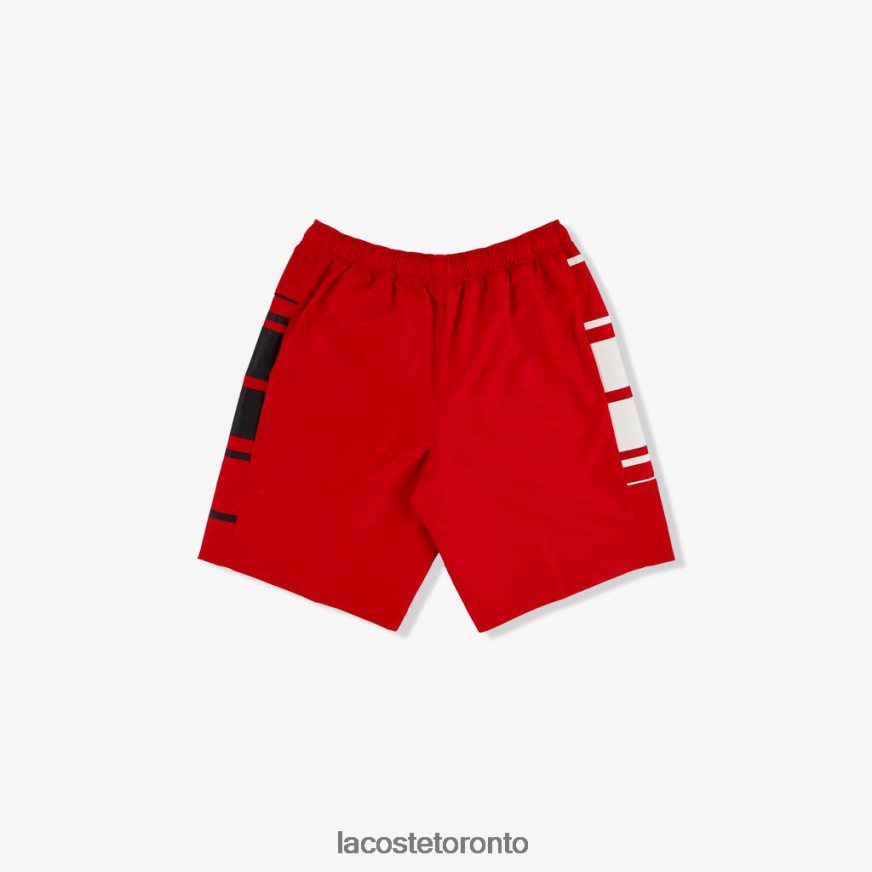 Clothing Lacoste SPORT Striped Shorts Red/White/Black Men Z60BPR1633