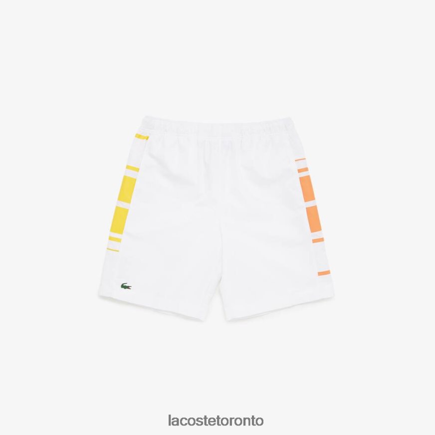 Clothing Lacoste SPORT Striped Shorts White/Yellow/Orange Men Z60BPR1632