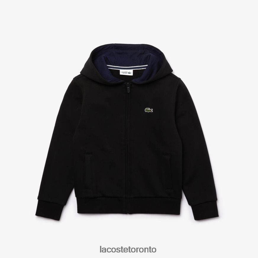 Clothing Lacoste SPORT Tennis Zippered Fleece Sweatshirt Black/Navy Blue Kids Z60BPR3260