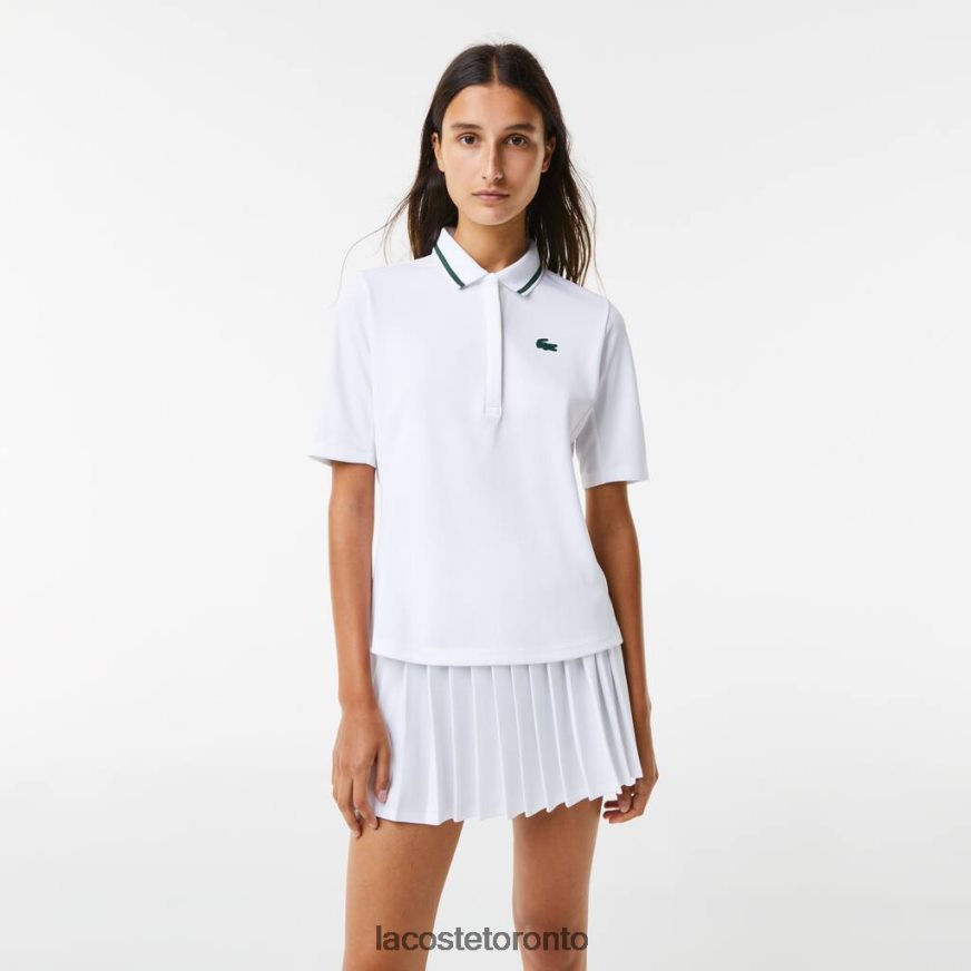 Clothing Lacoste SPORT Thermo-Regulating Pique Tennis Polo White/Green Women Z60BPR2461