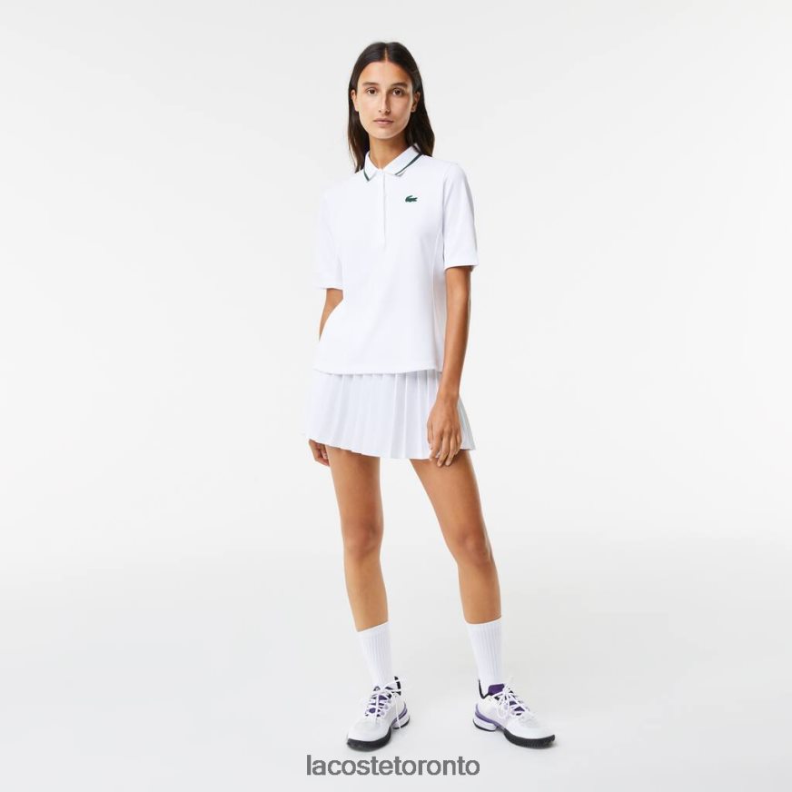 Clothing Lacoste SPORT Thermo-Regulating Pique Tennis Polo White/Green Women Z60BPR2461