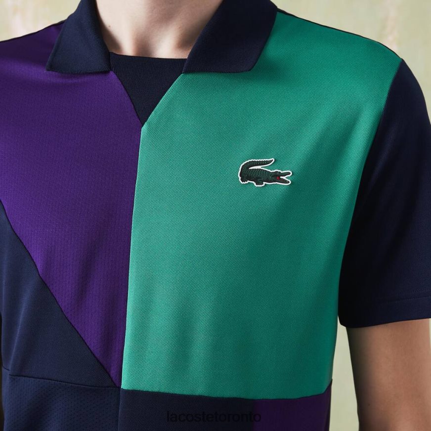 Clothing Lacoste SPORT Ultra-Dry Pique Tennis Polo Navy Blue/Purple/Green Men Z60BPR784