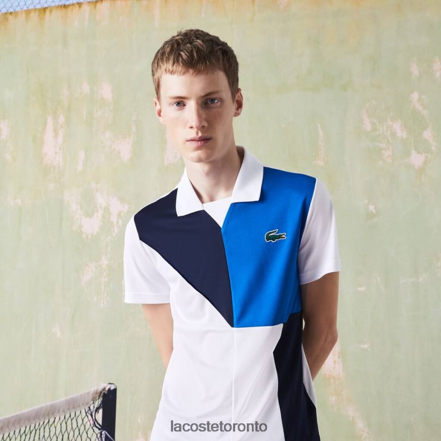 Clothing Lacoste SPORT Ultra-Dry Pique Tennis Polo White/Black/Blue Men Z60BPR785