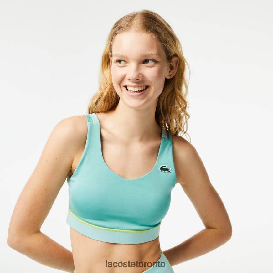 Clothing Lacoste SPORT Ultra-Dry Recycled Polyester Sports Bra Green/Light Green Women Z60BPR2453