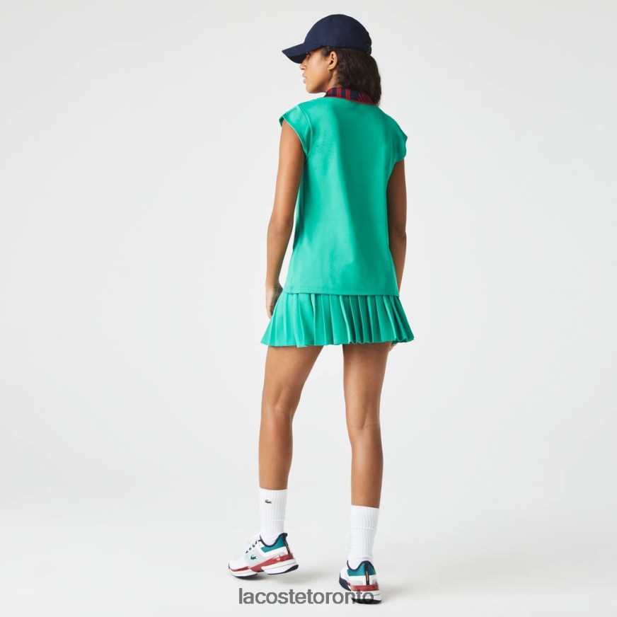 Clothing Lacoste SPORT Zip High-Neck Tennis Polo Green/Navy Blue/Red Women Z60BPR2500