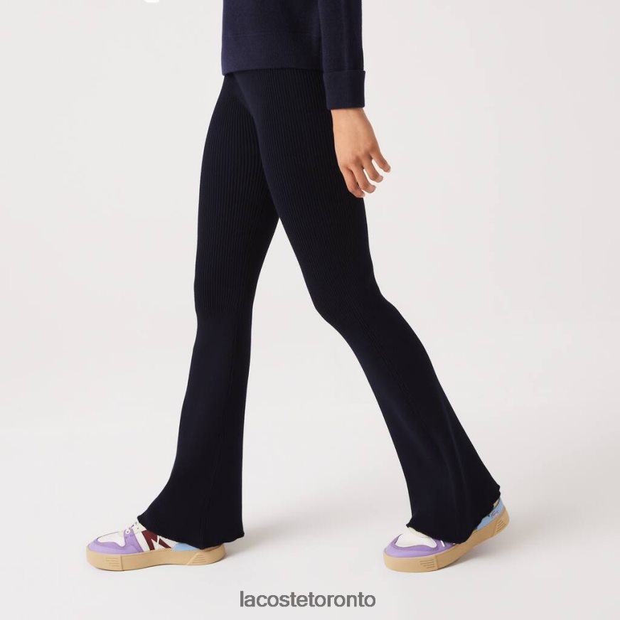 Clothing Lacoste Seamless Ribbed Knit Leggings Navy Blue Women Z60BPR2561