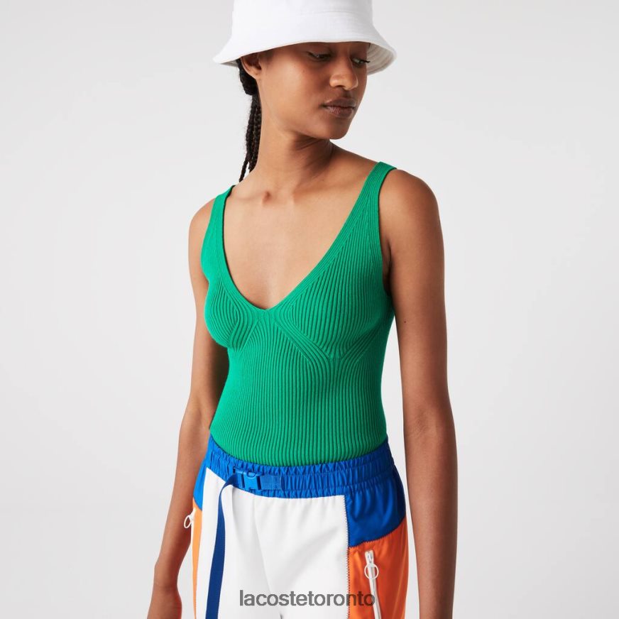 Clothing Lacoste Seamless Ribbed Knit Tank Top Green Women Z60BPR2647