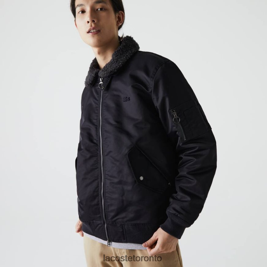 Clothing Lacoste Sherpa Collar Padded Bomber Jacket Dark Grey/Navy Blue Men Z60BPR1214