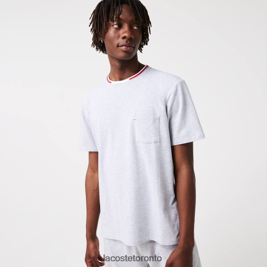 Clothing Lacoste Short Sleeve Three-Tone Round Neck Pajamas T-Shirt Grey Chine Men Z60BPR1472