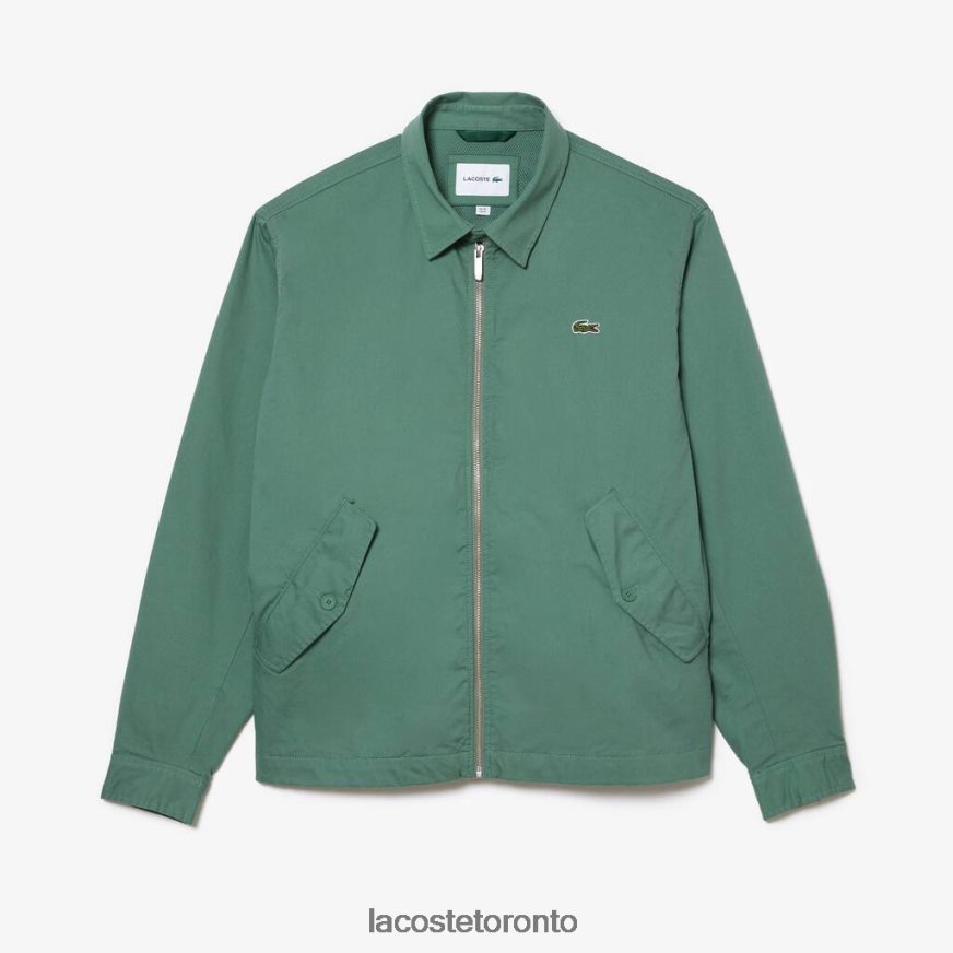 Clothing Lacoste Short Zippered Organic Cotton Gabardine Jacket Khaki Green Men Z60BPR406