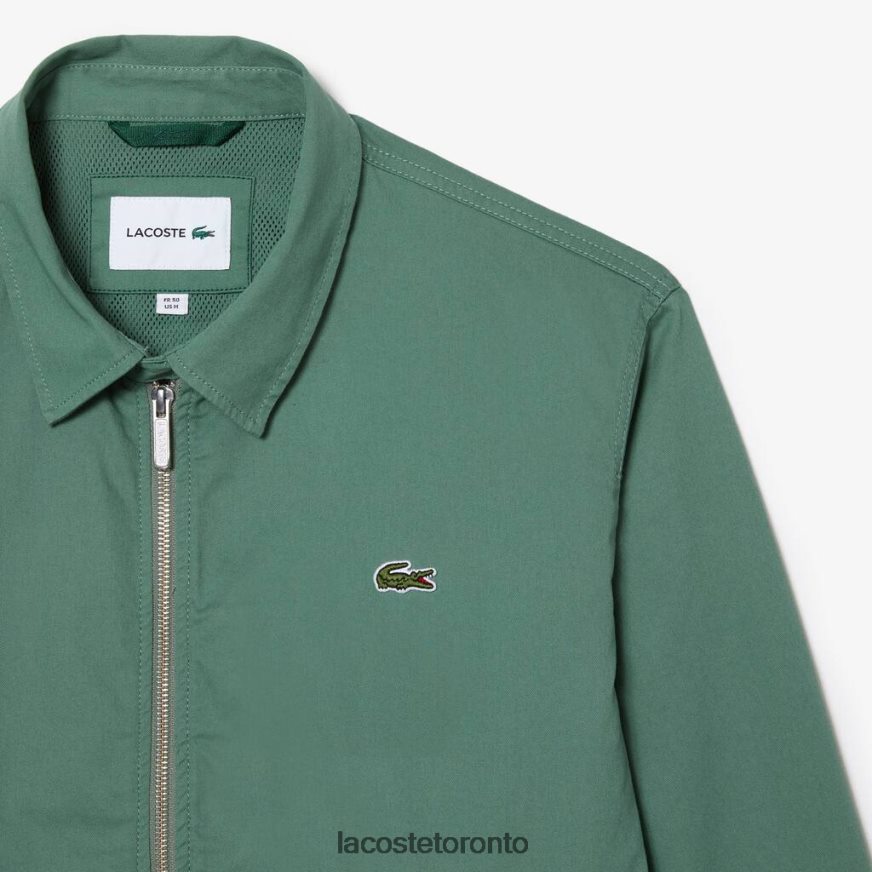 Clothing Lacoste Short Zippered Organic Cotton Gabardine Jacket Khaki Green Men Z60BPR406