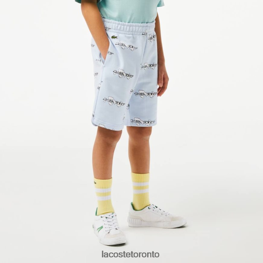 Clothing Lacoste Shorts in Printed Organic Cotton Flannel Light Blue Kids Z60BPR3102