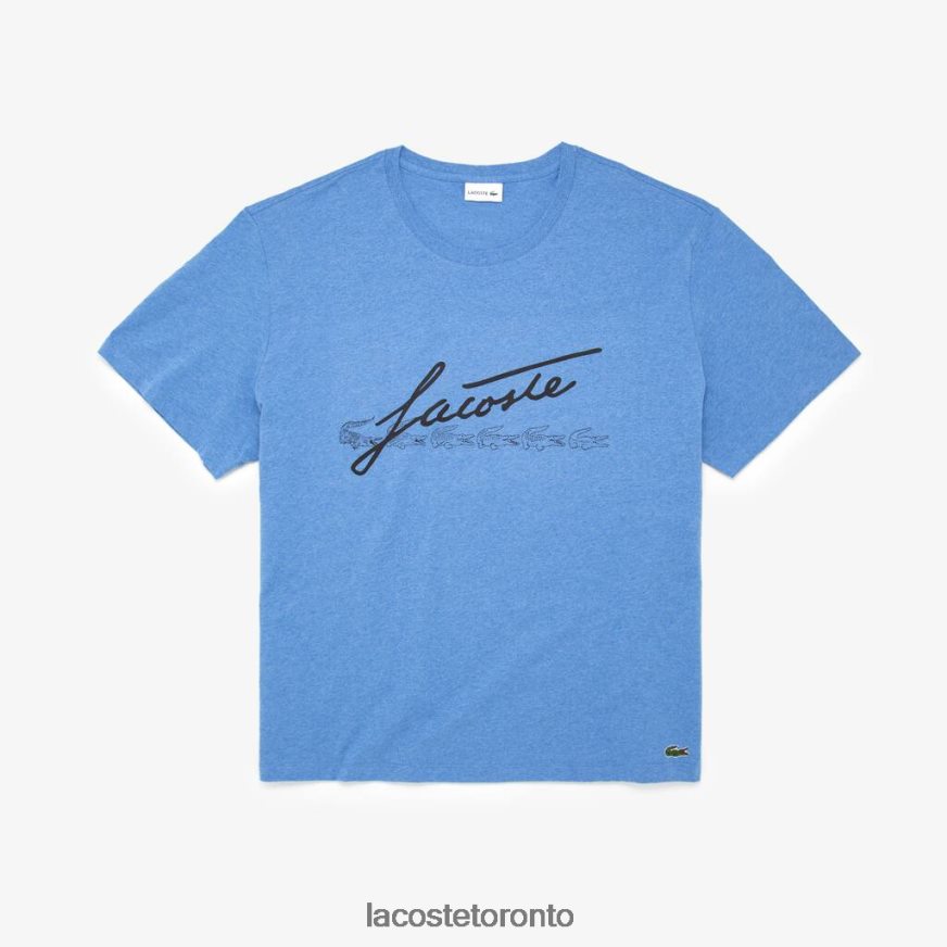 Clothing Lacoste Signature Print T-Shirt Blue Chine Men Z60BPR848