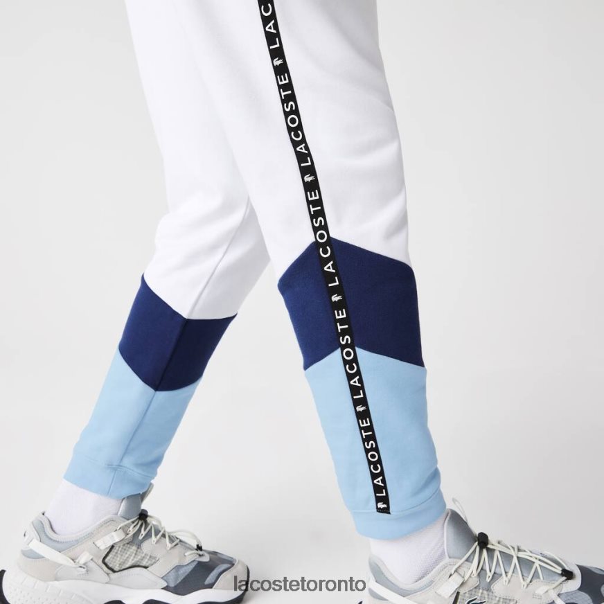 Clothing Lacoste Signature Striped Colorblock Fleece Jogging Pants White/Blue Men Z60BPR1146