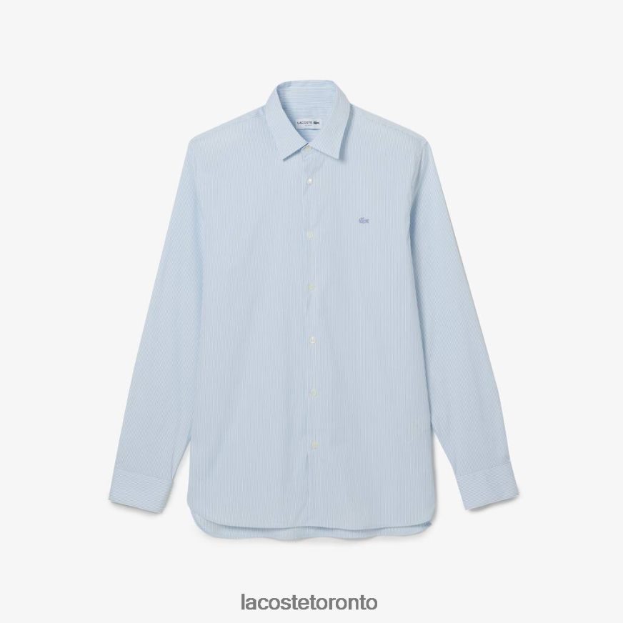 Clothing Lacoste Slim Fit Check Stretch Poplin Shirt White/Blue Men Z60BPR401