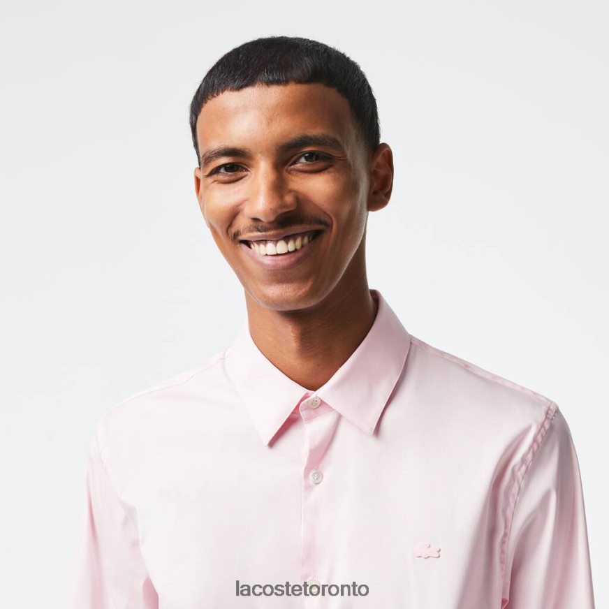 Clothing Lacoste Slim Fit French Collar Cotton Poplin Shirt Light Pink Men Z60BPR1440