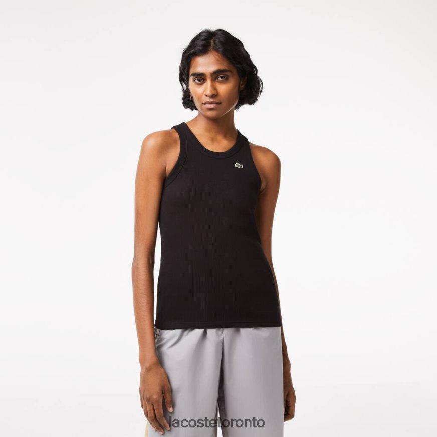 Clothing Lacoste Slim Fit Organic Cotton Tank Top Black Women Z60BPR2421