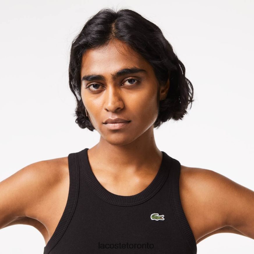 Clothing Lacoste Slim Fit Organic Cotton Tank Top Black Women Z60BPR2421