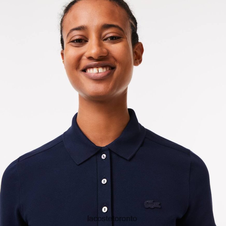 Clothing Lacoste Slim Fit Stretch Cotton Pique Polo Navy Blue Women Z60BPR2470