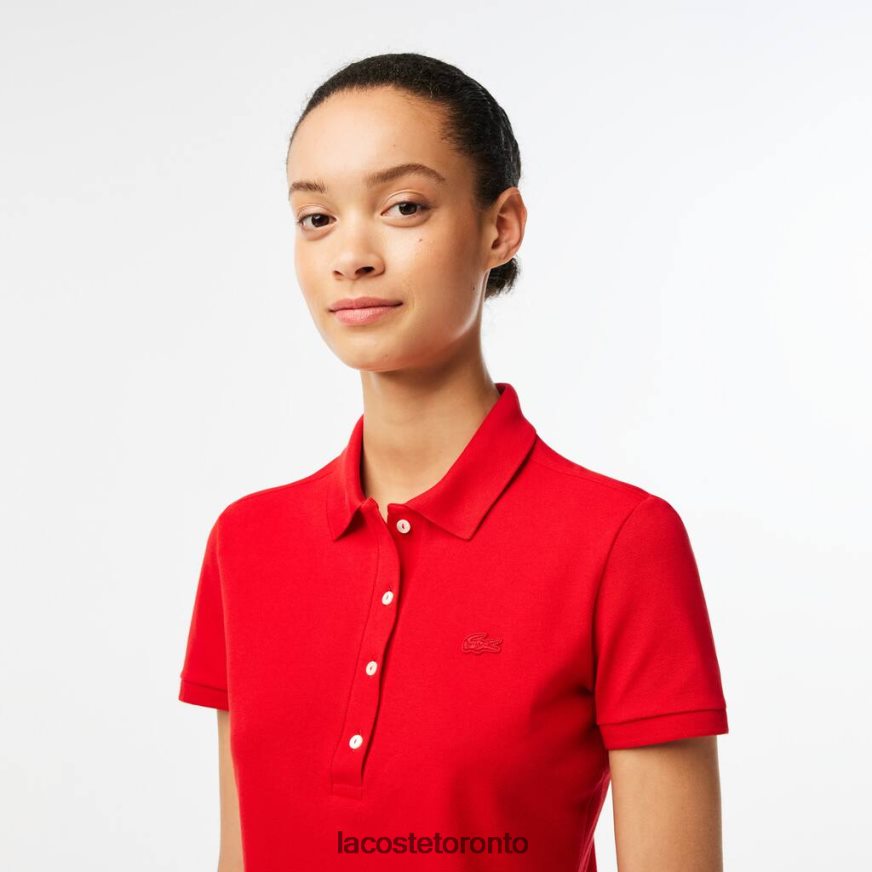 Clothing Lacoste Slim Fit Stretch Cotton Pique Polo Red Women Z60BPR2471