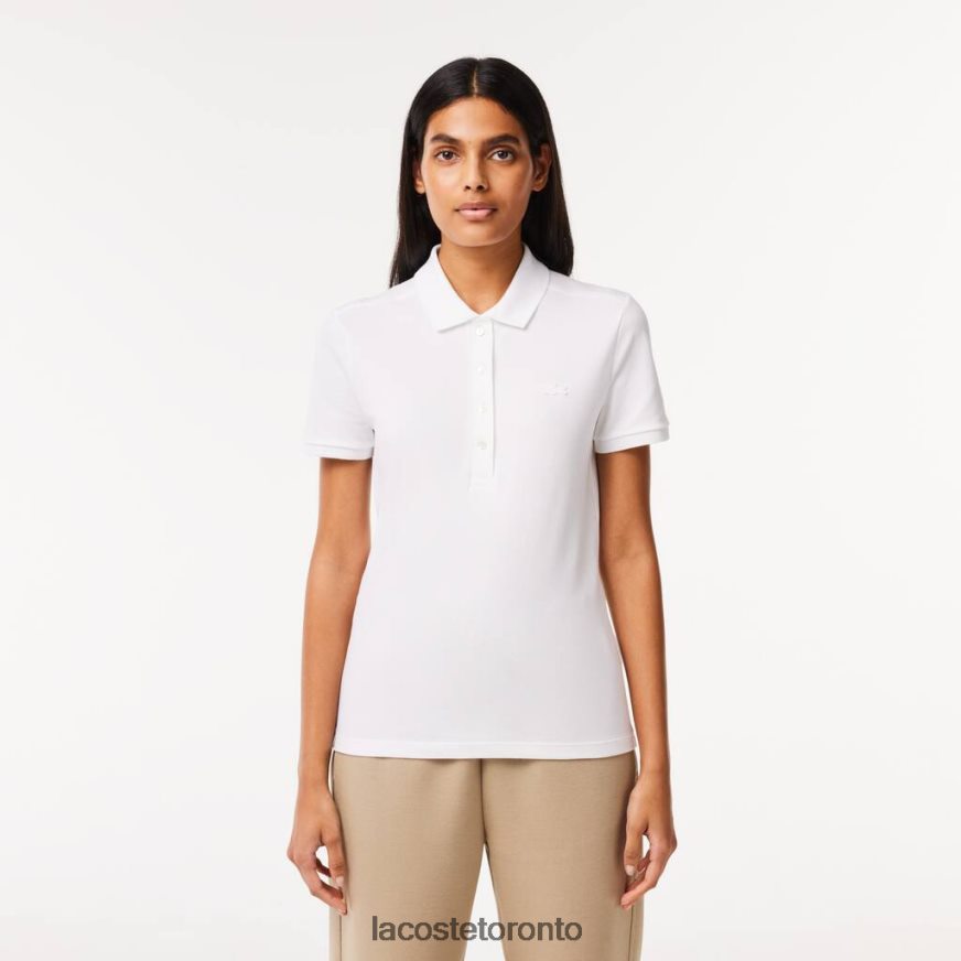 Clothing Lacoste Slim Fit Stretch Cotton Pique Polo White Women Z60BPR2468