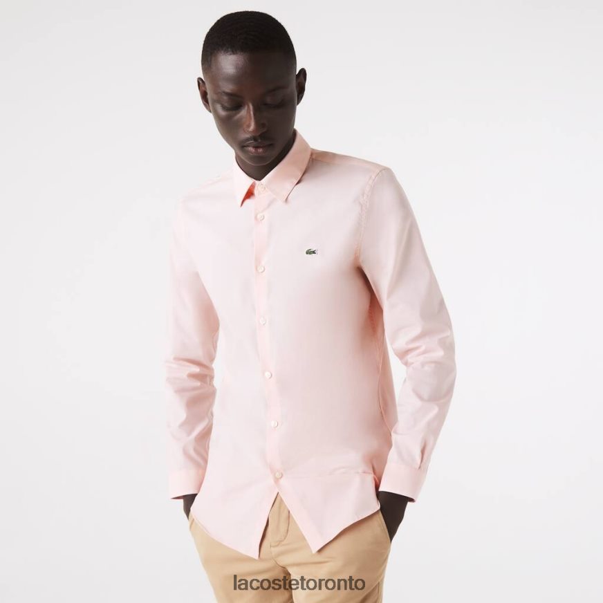 Clothing Lacoste Slim Fit Stretch Cotton Poplin Shirt Light Pink Men Z60BPR1490