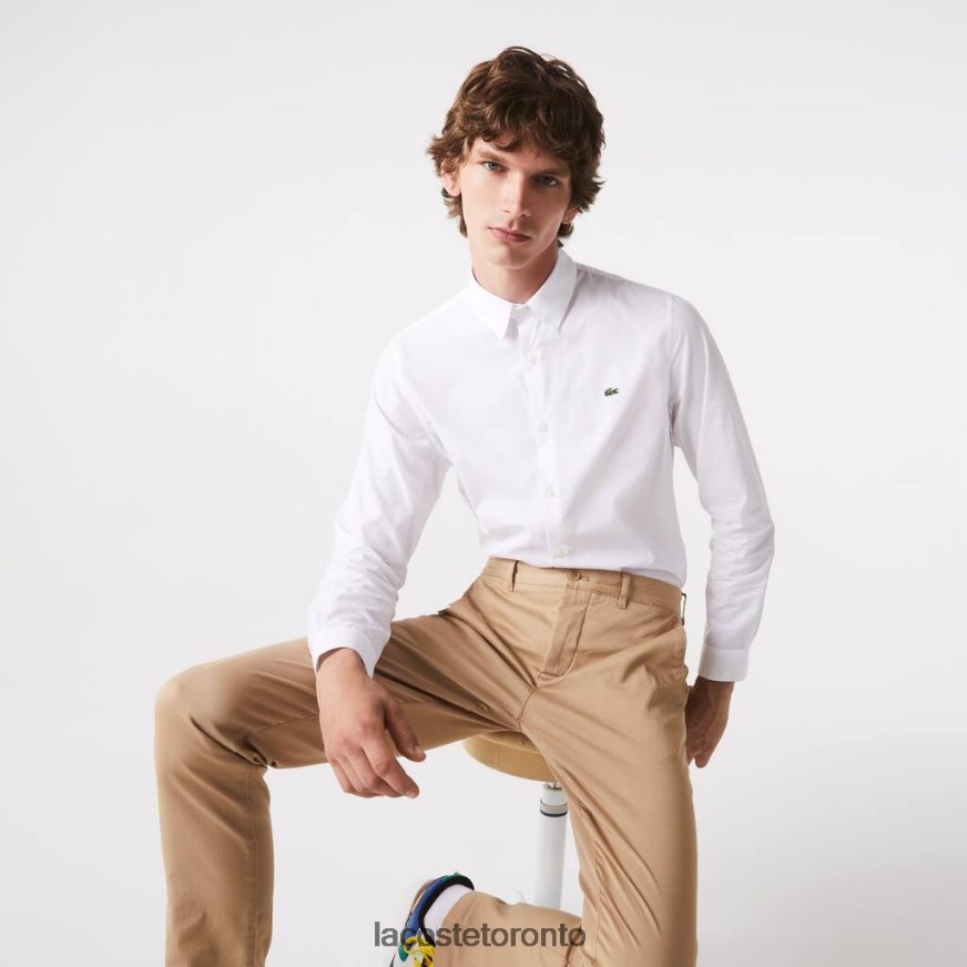 Clothing Lacoste Slim Fit Stretch Cotton Poplin Shirt White Men Z60BPR1488