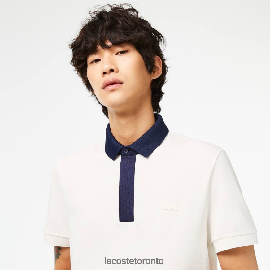 Clothing Lacoste Smart Paris Organic Cotton Pique Polo White/Navy Blue Men Z60BPR194