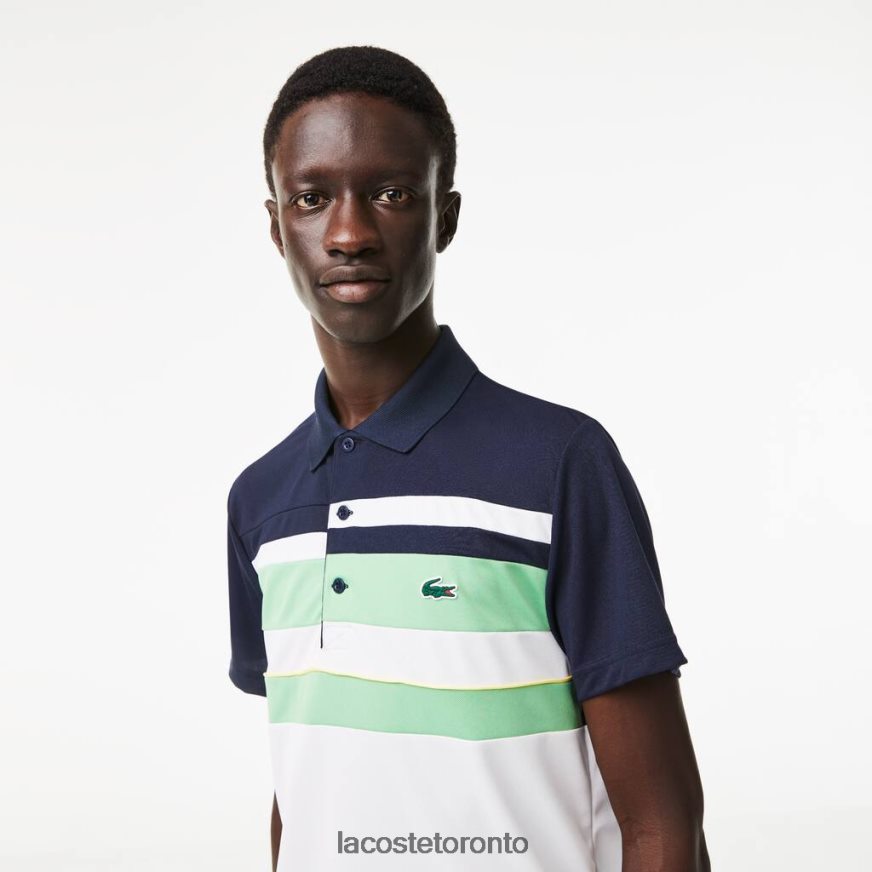 Clothing Lacoste Sport Miami Open Edition Stripe Polo Blue/Green/White Men Z60BPR238