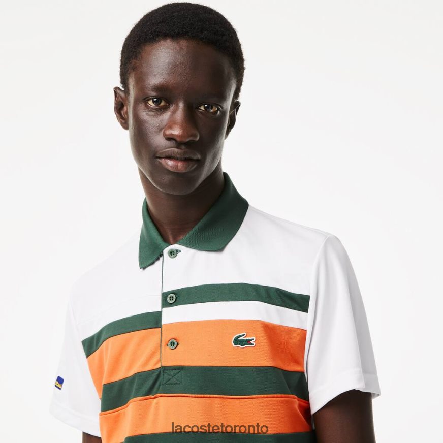 Clothing Lacoste Sport Miami Open Edition Stripe Polo White/Orange/Green Men Z60BPR239