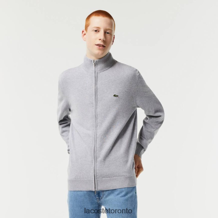 Clothing Lacoste Stand-Up Collar Organic Cotton Zippered Sweater Grey Chine Men Z60BPR459