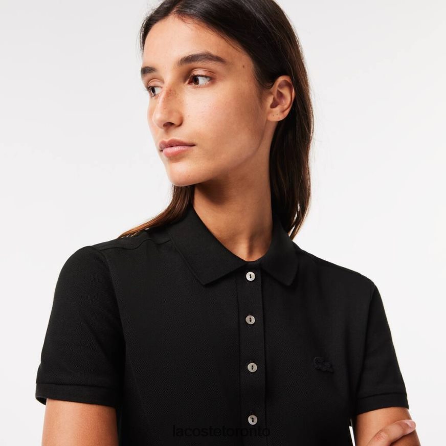 Clothing Lacoste Stretch Cotton Pique Polo Dress Black Women Z60BPR2370