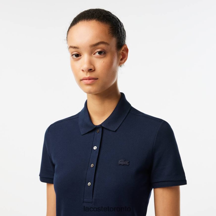 Clothing Lacoste Stretch Cotton Pique Polo Dress Navy Blue Women Z60BPR2371