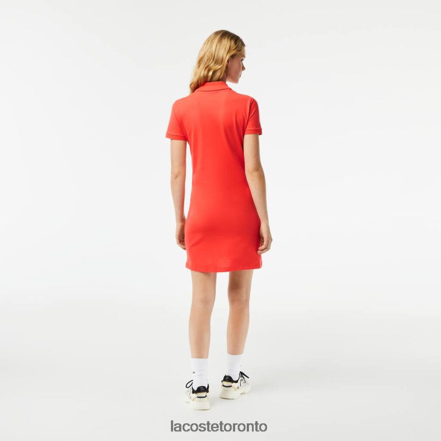 Clothing Lacoste Stretch Cotton Pique Polo Dress Orange Women Z60BPR2377