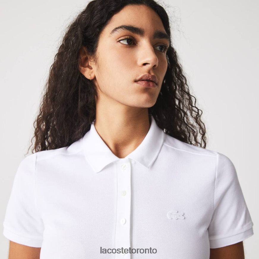 Clothing Lacoste Stretch Cotton Pique Polo Dress White Women Z60BPR2369