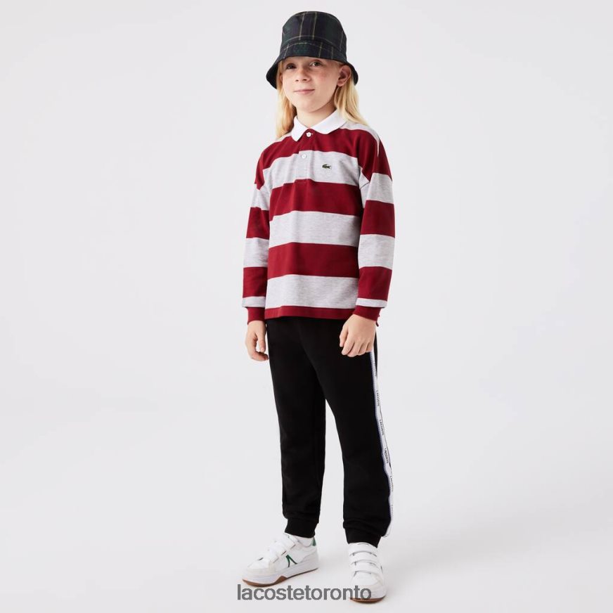 Clothing Lacoste Striped Pique Polo Bordeaux/Grey Chine Kids Z60BPR2962