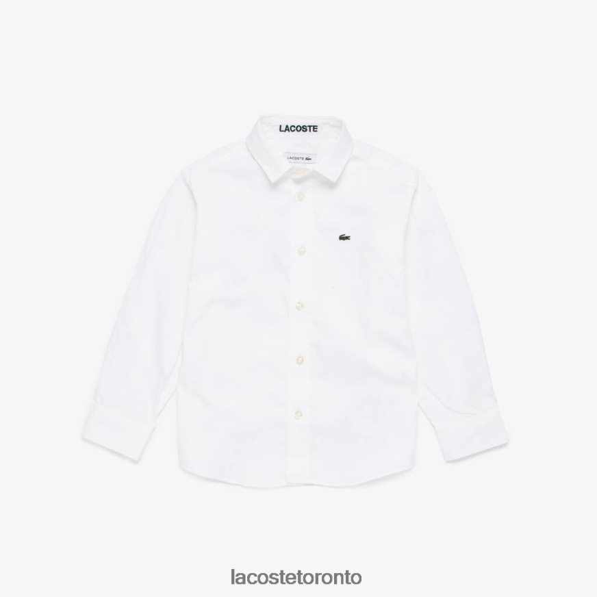 Clothing Lacoste Striped Print Oxford Cotton Shirt White Kids Z60BPR3200