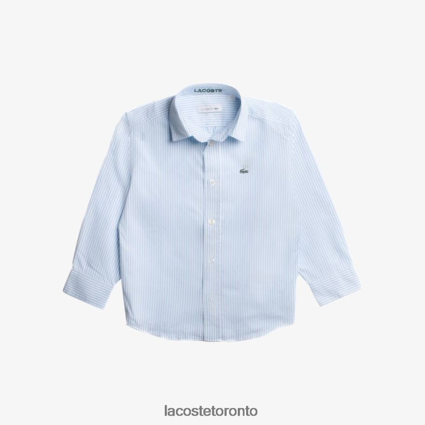 Clothing Lacoste Striped Print Oxford Cotton Shirt White/Blue Kids Z60BPR3201