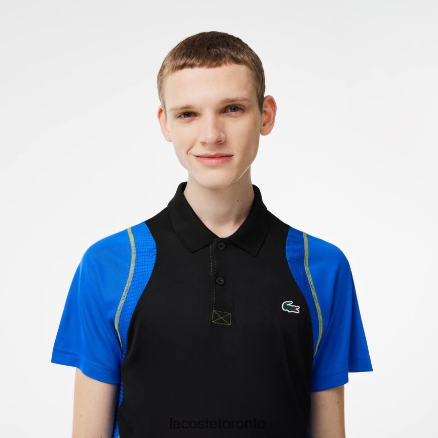 Clothing Lacoste Tennis Recycled Polyester Polo Shirt Black/Blue/Yellow Men Z60BPR85