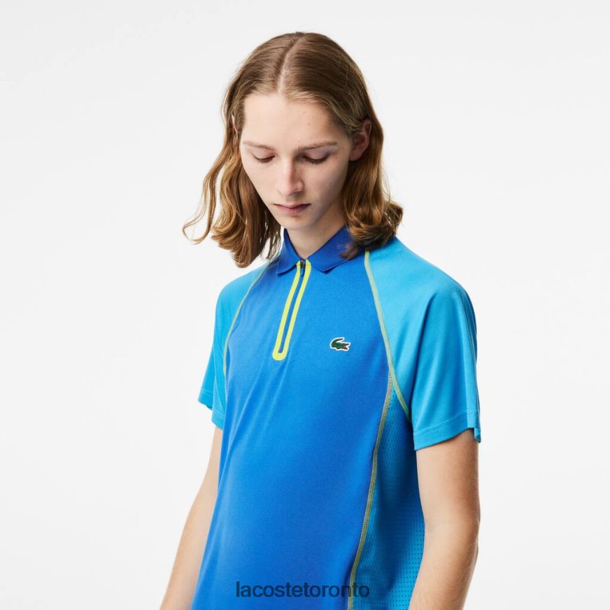 Clothing Lacoste Tennis Recycled Polyester Polo with Ultra-Dry Technology Blue/Yellow Men Z60BPR138