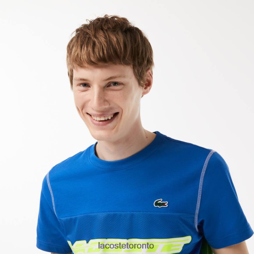 Clothing Lacoste Tennis x Daniil Medvedev Jersey T-Shirt Blue/Green/White/Yellow Men Z60BPR25