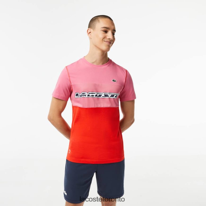 Clothing Lacoste Tennis x Daniil Medvedev Jersey T-Shirt Pink/Red/Blue Men Z60BPR24