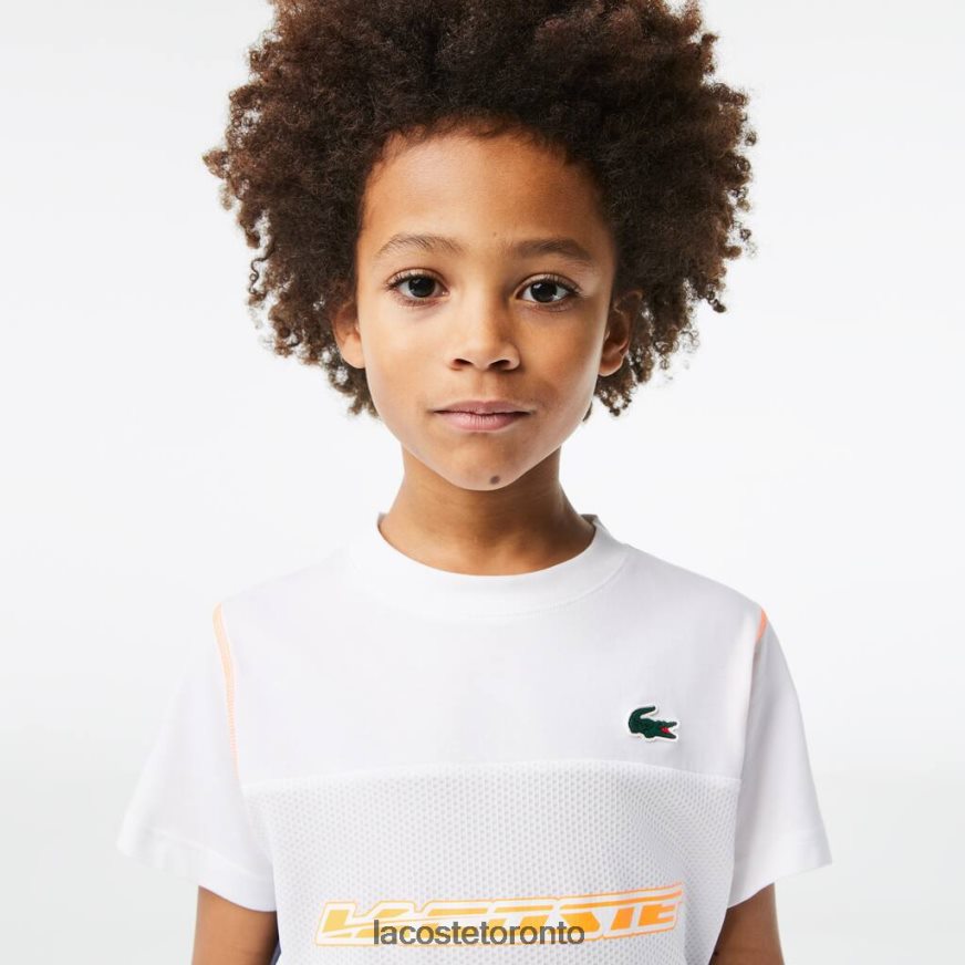 Clothing Lacoste Tennis x Daniil Medvedev Jersey T-Shirt White/Blue/Orange Kids Z60BPR3005