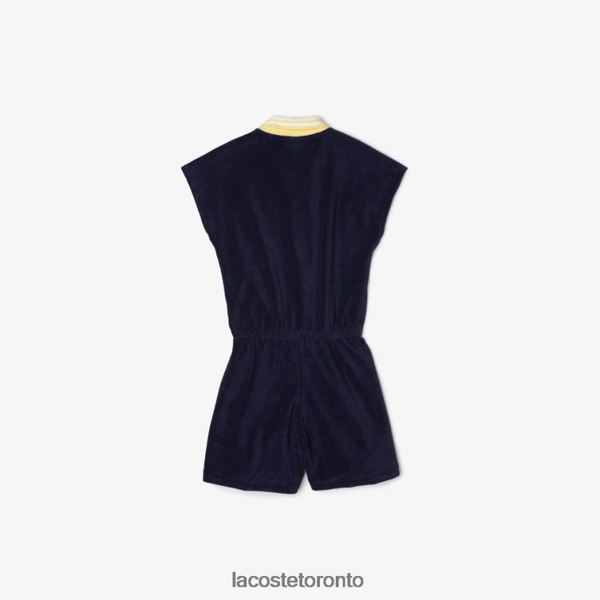 Clothing Lacoste Terrycloth Cotton Playsuit Navy Blue/Yellow/White Kids Z60BPR3307