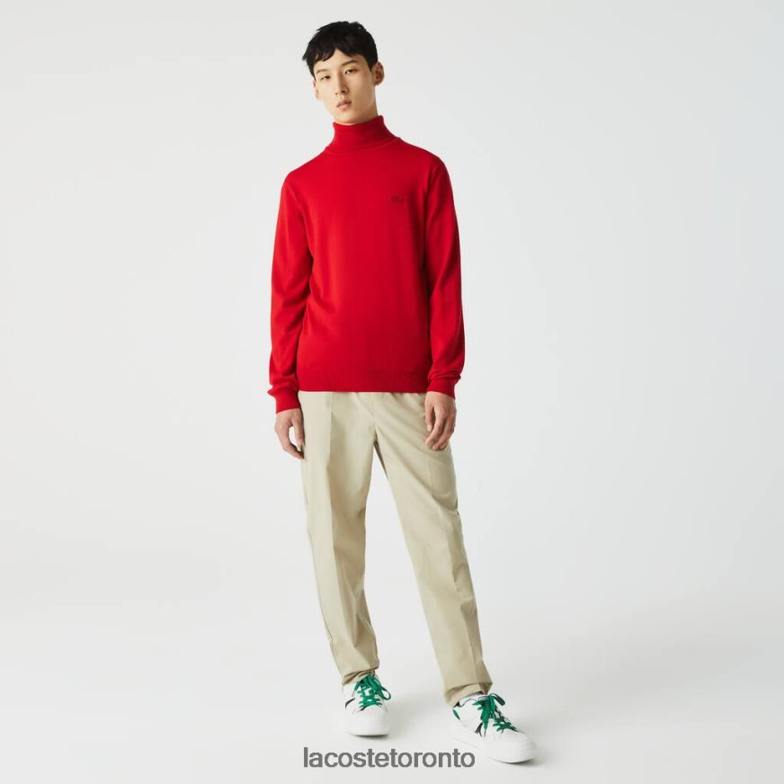 Clothing Lacoste Turtleneck Merino Wool Sweater Red Men Z60BPR1593