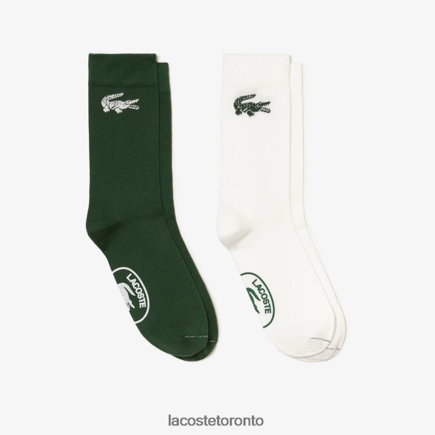 Clothing Lacoste Two-Pack French Made Organic Cotton Socks White/Green Unisex Z60BPR522