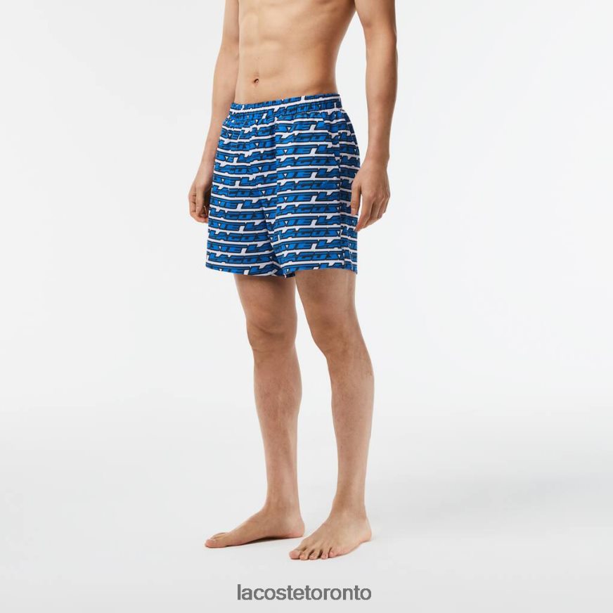 Clothing Lacoste Two-Tone Print Swim Trunks White/Blue Men Z60BPR524