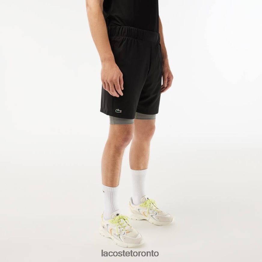 Clothing Lacoste Two-Tone SPORT Shorts with Built-in Undershorts Black/Grey Chine Men Z60BPR481