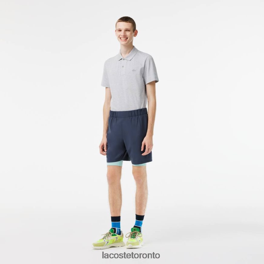 Clothing Lacoste Two-Tone SPORT Shorts with Built-in Undershorts Blue/Light Green Men Z60BPR480